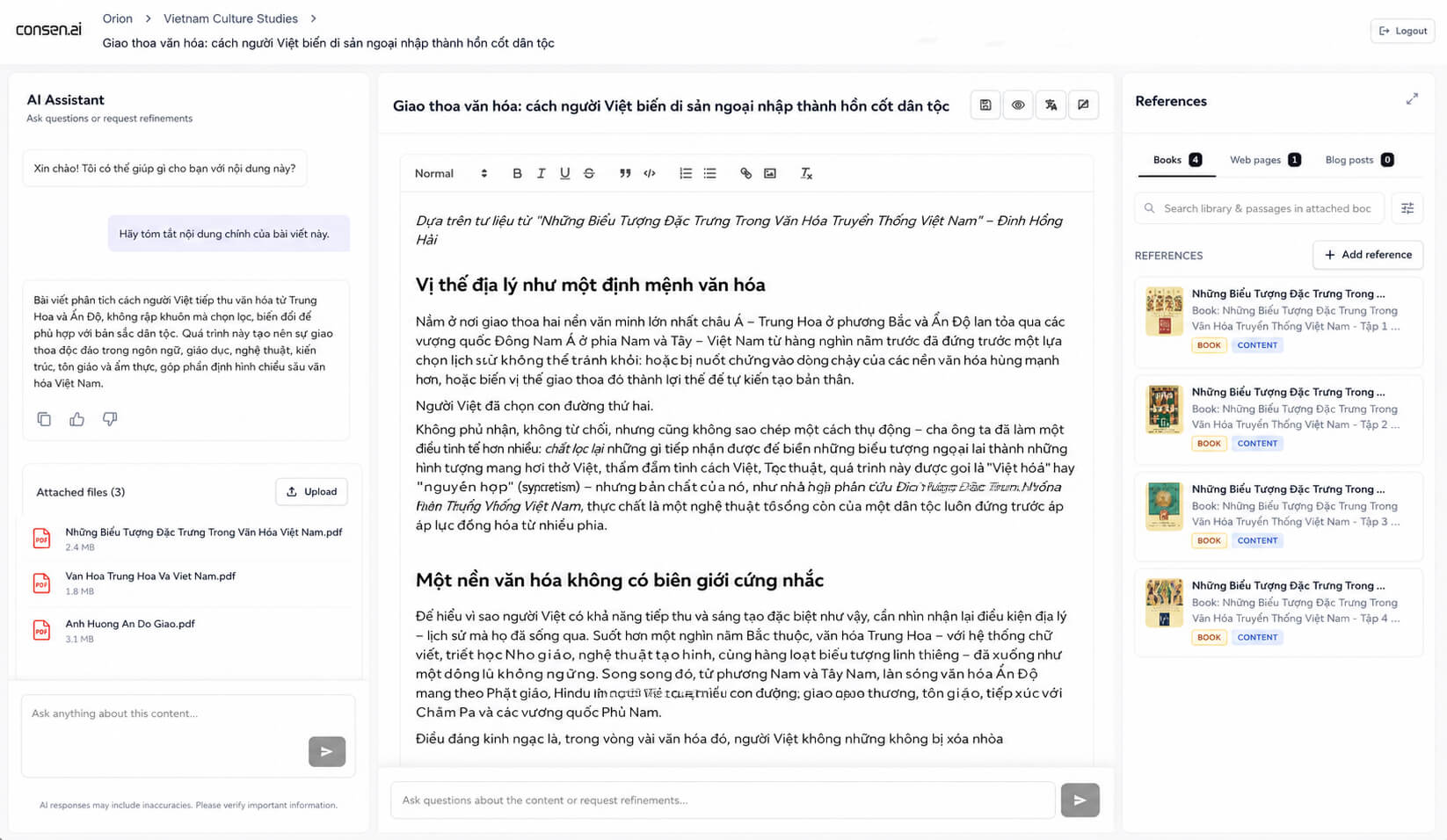 Orion AI research assistant